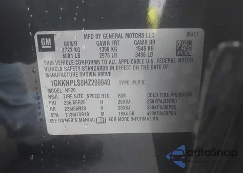 2017 GMC Acadia Denali из США, поврежденный, VIN 1GKKNPLS0HZ299940